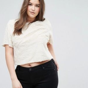Elvi faux fur boxy crop top NWT plus size